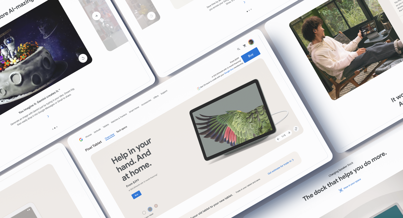 Pixel Tablet product and lifestyle montage