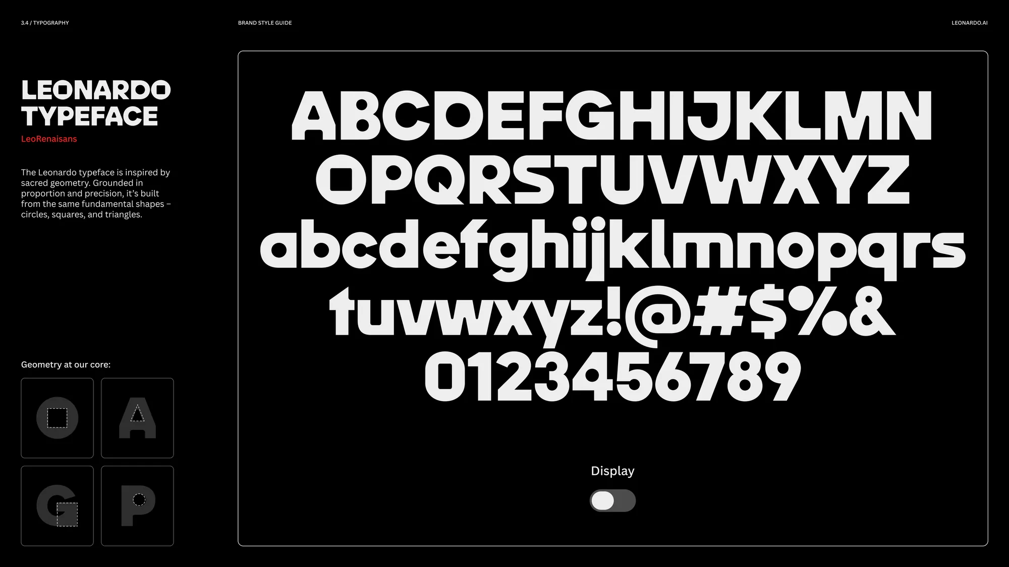Leo Renaisans typeface constructed from geometric forms