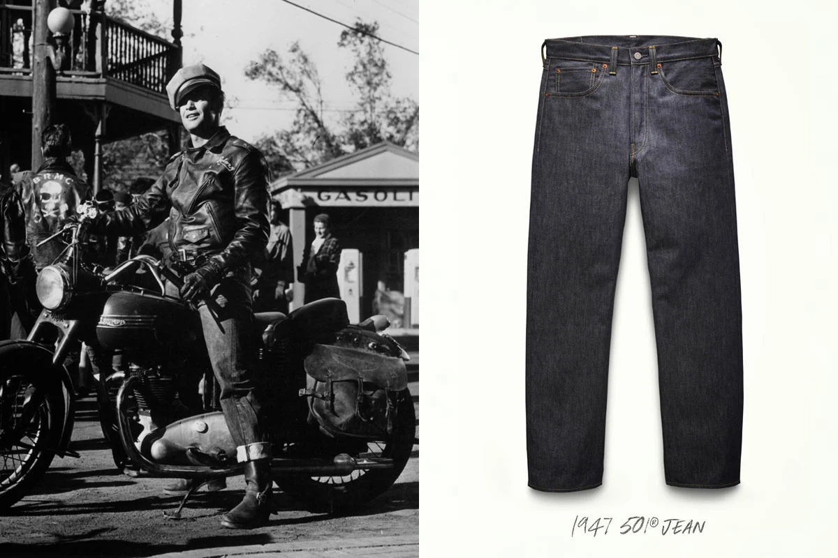 Motorcycle scene beside the 1947 501 Jean.